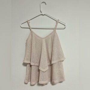 LOLLY Beige Ruffled Layer Tank Top NWT